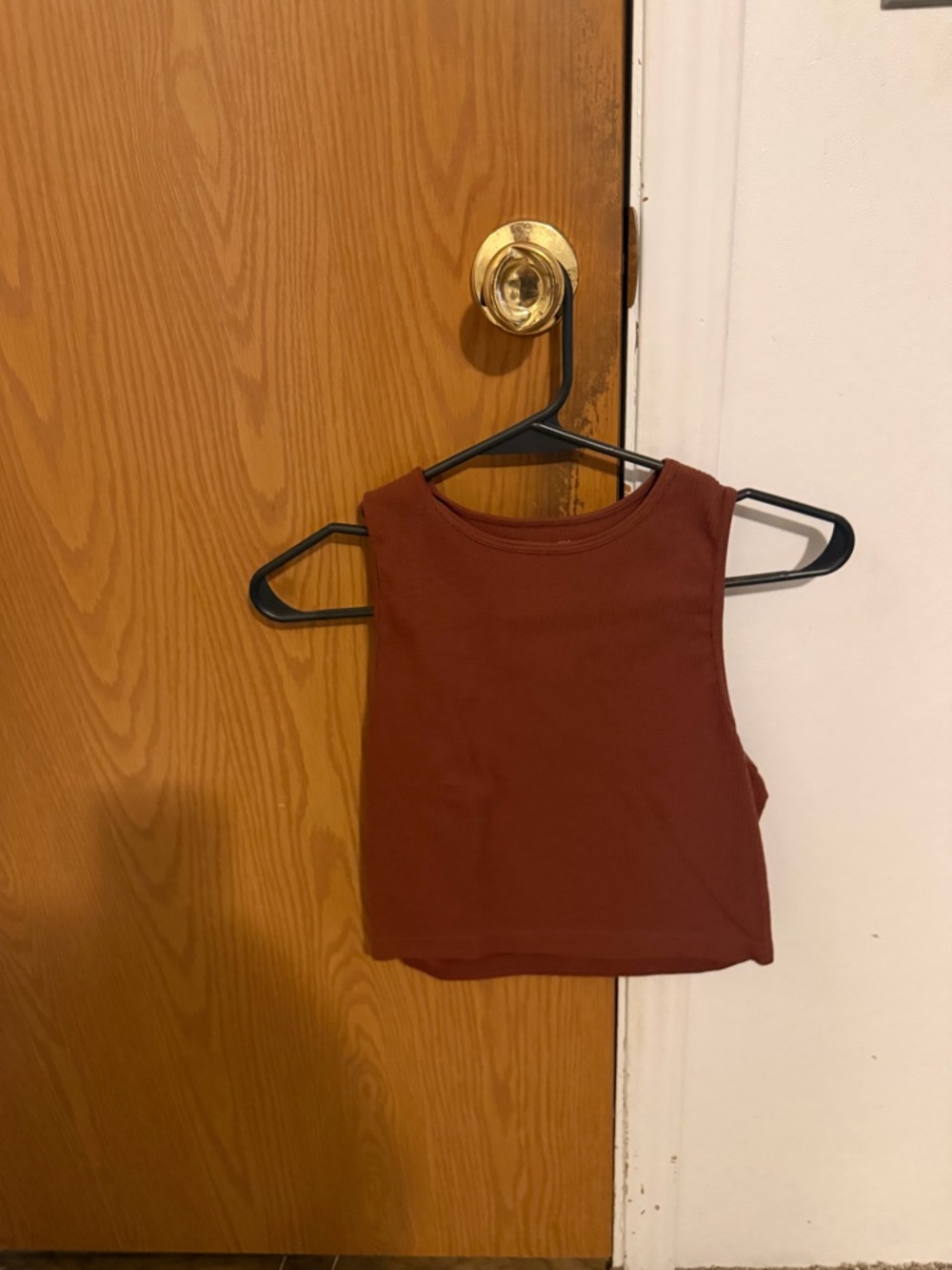 Women's Sleeveless Ribbed Tank Top - Rust